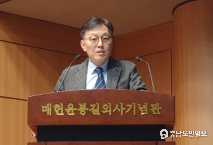 전국외국인다문화노동조합 심재환 위원장이 기념식에 참석해 발언하고 있다. /사진=전국외국인다문화노동조합