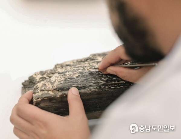 7th-8th century AD ebony pillar during conservation in the laboratory of JHD's General Department of Archaeology. 7th-8th century AD ebony pillar during conservation in the laboratory of JHD's General Department of Archaeology.