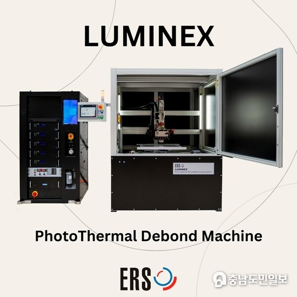 Luminex: “The semi-automatic machine is the first of ERS’s Luminex product line, featuring its PhotoThermal debonding technology.” Luminex: “The semi-automatic machine is the first of ERS’s Luminex product line, featuring its PhotoThermal debonding technology.”