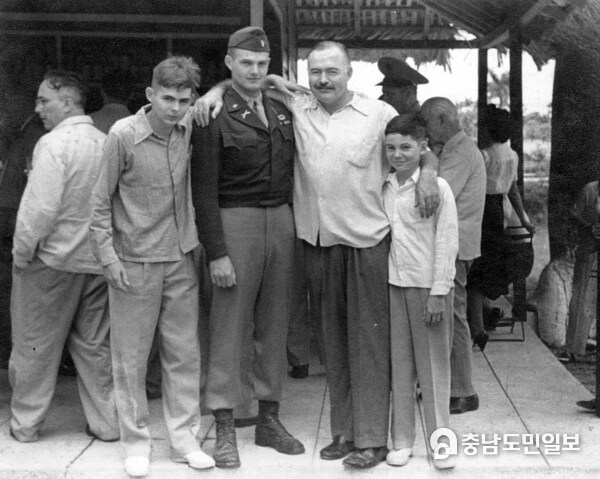 Patrick Jack Ernest and Gregory at Club de Cazadores Cuba Ernest Hemingway Collection JFK Presidential Library and Museum Boston Circa 1945 Patrick Jack Ernest and Gregory at Club de Cazadores Cuba Ernest Hemingway Collection JFK Presidential Library and Museum Boston Circa 1945