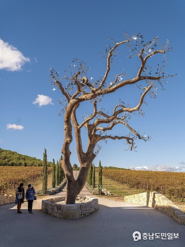 Flower of Life 2023 Dead oak tree, stainless steel H1800cm x Φ900cm An interactive installation by Tia-Thuy Nguyen