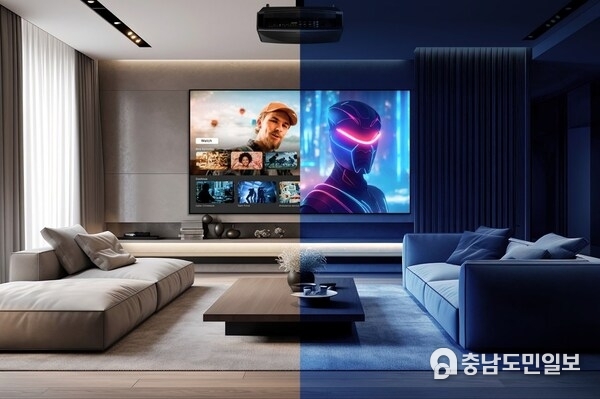 UHC70LV Dolby Vision을 인증 받은 5000lm 4K UHD 듀얼 레이저 홈 시네마 프로젝터.
