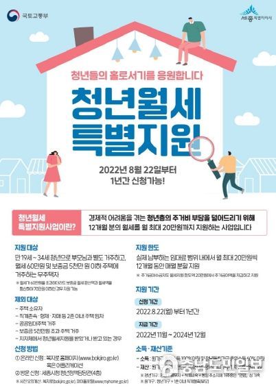 세종시, 무주택 청년에게 1년간 월세 지원