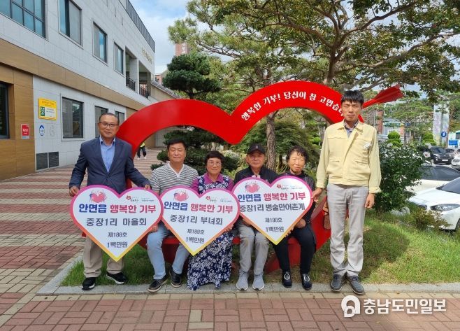 제188, 189, 190호 중장1리 마을회, 중장1리 부녀회, 중장1리 병술만어촌계(왼쪽 두 번째부터 마을이장 김중우, 부녀회장 김윤임, 어촌계장 김재복)