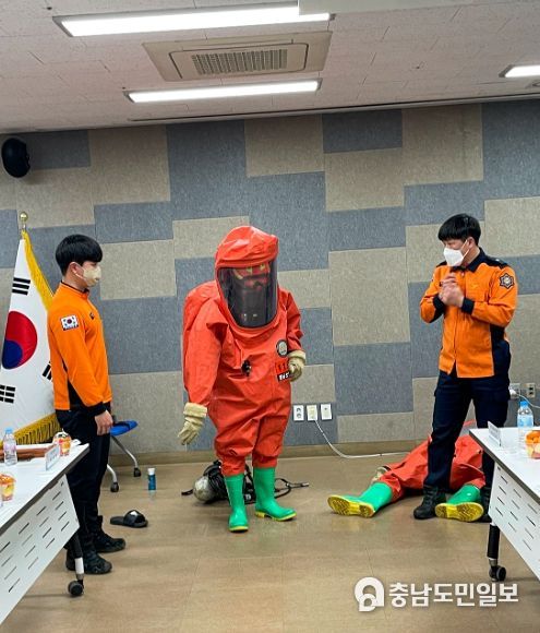 지난 15일 서산시보건소에서 열린 생물테러 대비 모의훈련 모습
