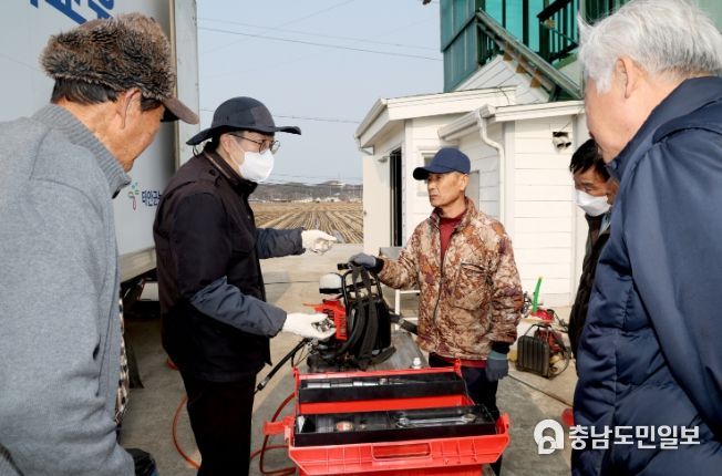 7일 안면읍 승언2리에서 진행된 농기계 순회교육 모습.