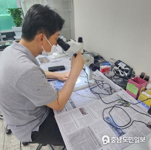 병해충 종합진단실 검경 모습