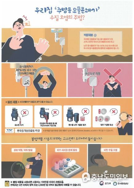 주방용 오물분쇄기 불법 사용 근절 홍보물