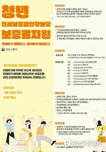 청년 전세보증금 반환보증료 지원사업 홍보물
