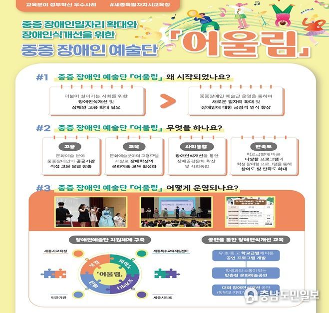 세종시교육청 중증장애인 예술단 어울림 우수사례 홍보문