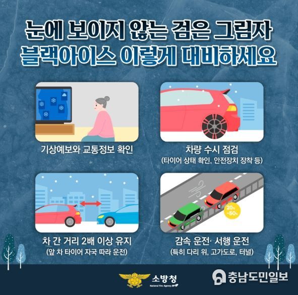 홍성소방서, 겨울철 도로 위 블랙아이스 주의 당부
