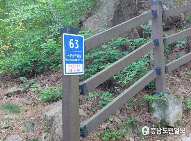 온천솔바람길 도로명판, 기초번호판, 도로 구간